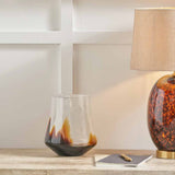 Pecan Brown & Clear Glass Small Vase