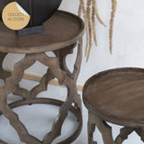 Set of 2 Nesting of Tables Carved Wood