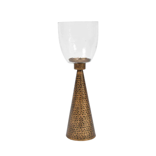 Iron & Hammered Glass Hurricane Large 45cm Table Candle