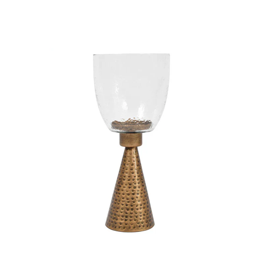 Iron & Hammered Glass Hurricane Small 36cm Table Candle