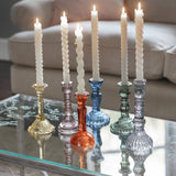 Navy Glass Candlestick