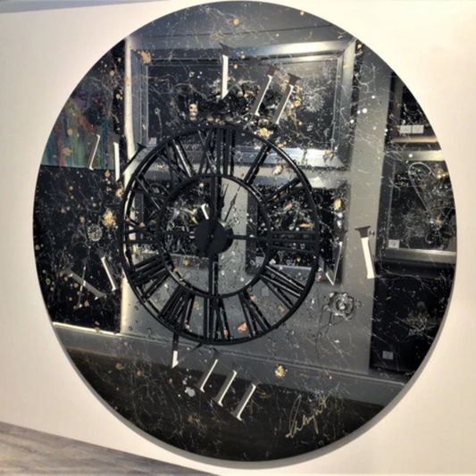 Clare Wright | Original Artwork | Circular Black Chrome Clock