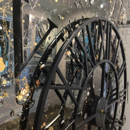 Clare Wright | Original Artwork | Circular Black Chrome Clock