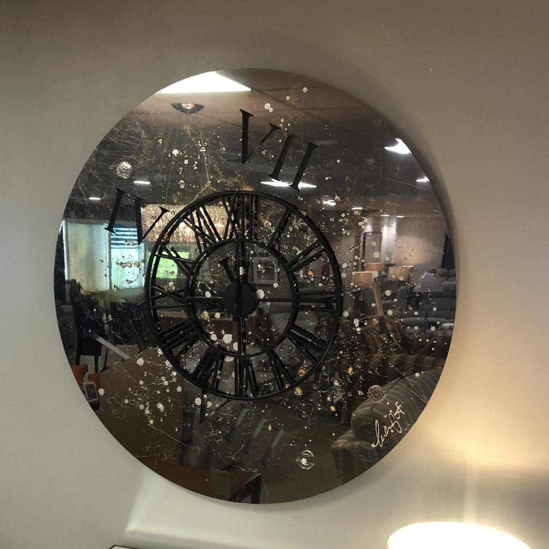 Clare Wright | Original Artwork | Circular Black Chrome Clock