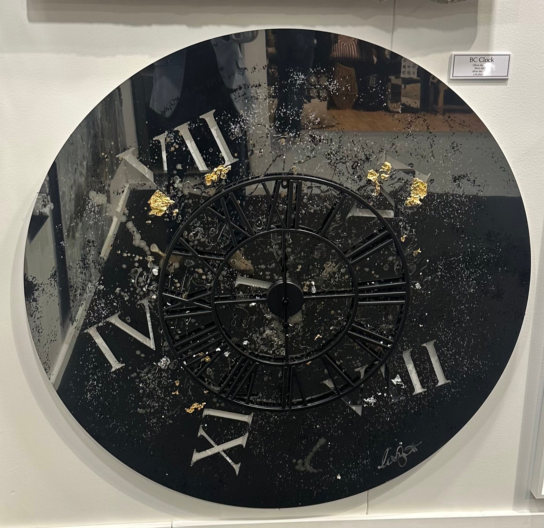 Clare Wright | Original Artwork | Circular Black Chrome Clock