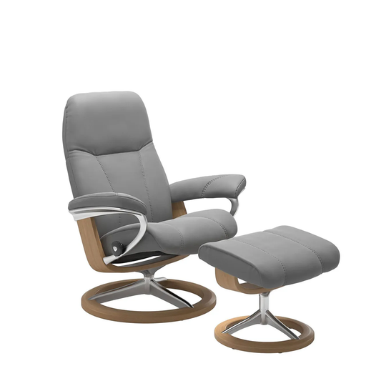 IN-STOCK | Stressless CONSUL Chair and Stool | Batick Leather and Signature Base