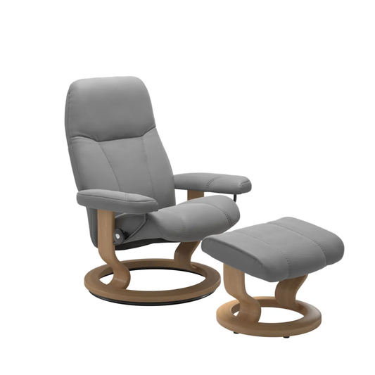 IN-STOCK | Stressless CONSUL Chair and Stool | Batick Leather and Classic Base