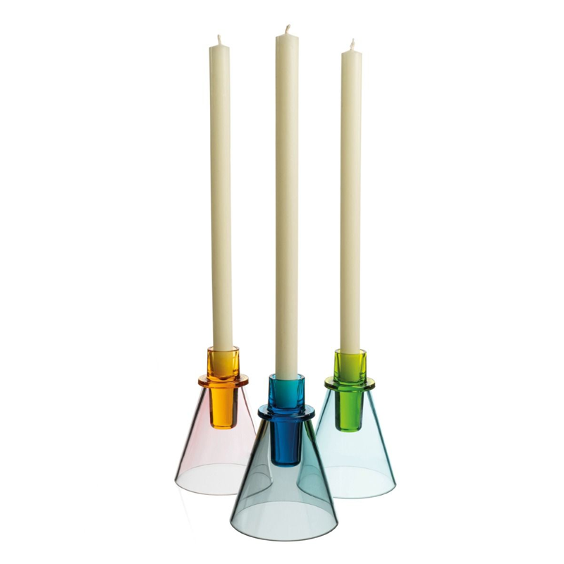 David Mellor | Coloured Glass Candlestick | Amber Pink – Ponsford