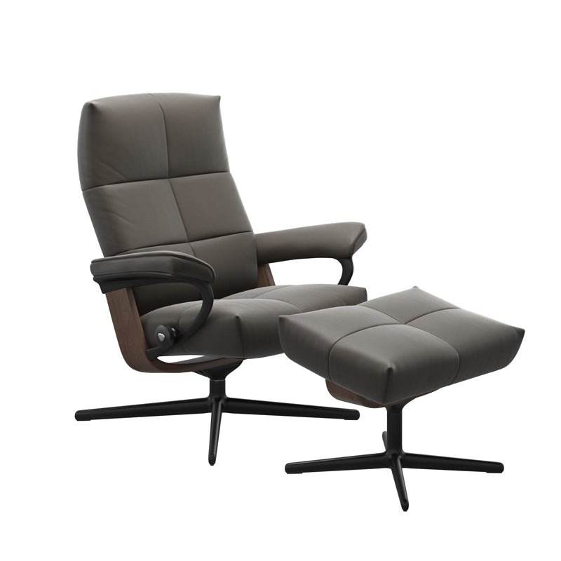 Stressless David Leather Chair & Footstool (M) Cross