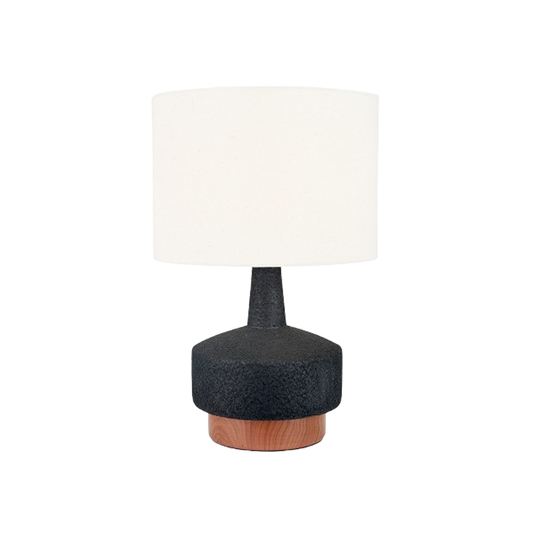 Elio Black and Wood Effect Table Lamp