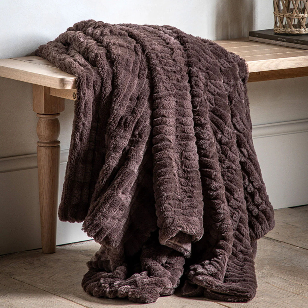 Gallery Direct Textured Faux Fur Throw | Brown