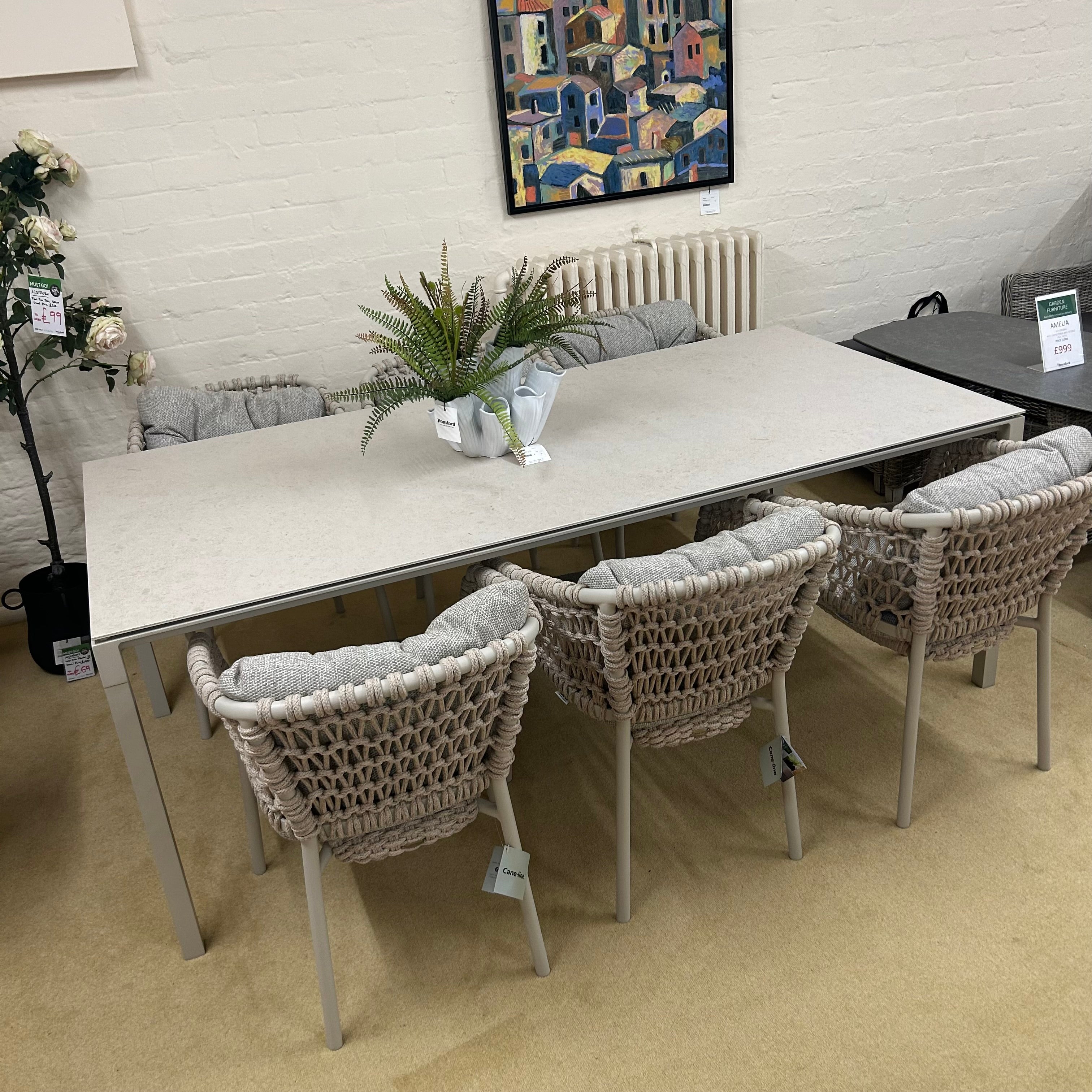 Cane Line Pure Table & 6 Chairs