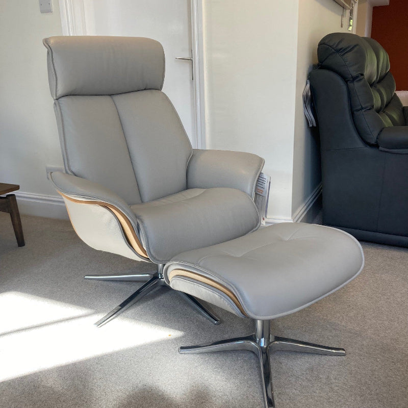G Plan LUND Leather Recliner Chair and Stool
