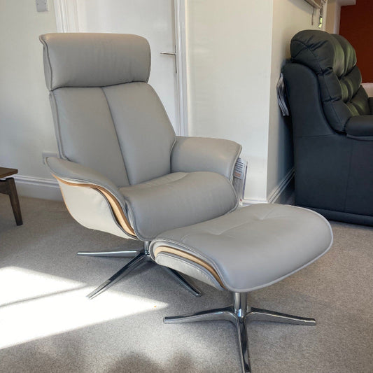 G Plan LUND Leather Recliner Chair and Stool