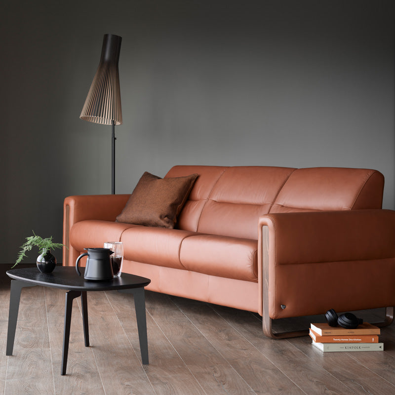 Stressless Fiona 3 Seater Wood Leather Sofa