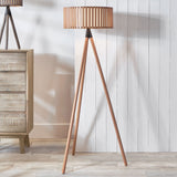 Slatted Natural Wood Floor Lamp