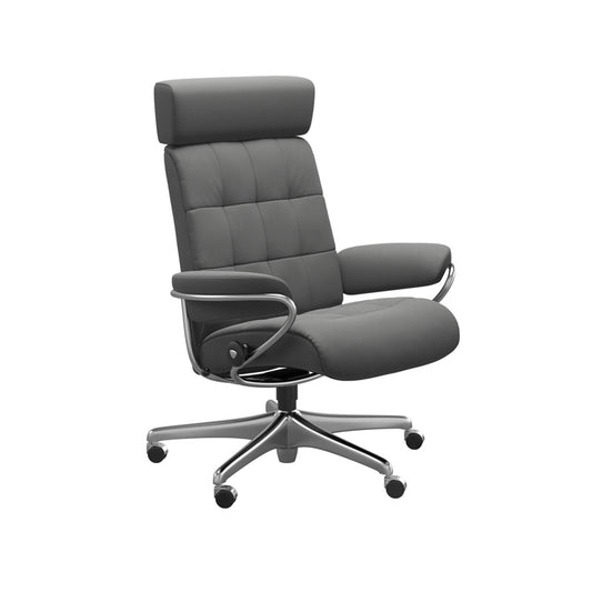 Stressless London Leather Office Chair with Adjustable Headrest