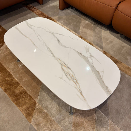 Natuzzi Editions LOW Rectangular Coffee Table | White Marble Ceramic