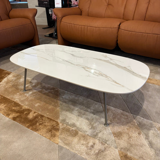Natuzzi Editions LOW Rectangular Coffee Table | White Marble Ceramic