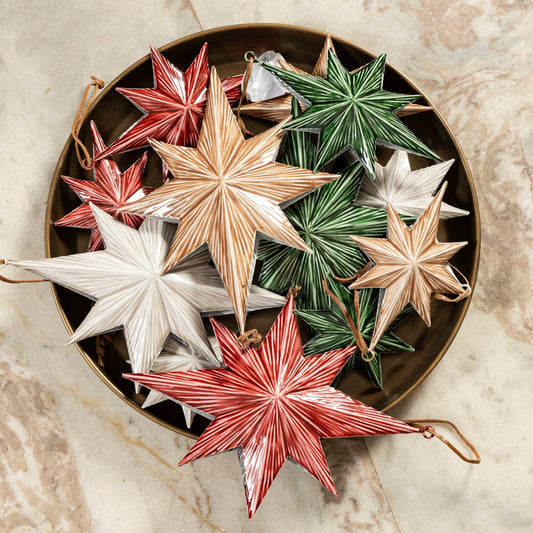Large Dark Green Enamel Star Tree Decoration