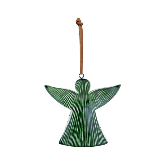 Small Dark Green Enamel Angel Tree Decoration