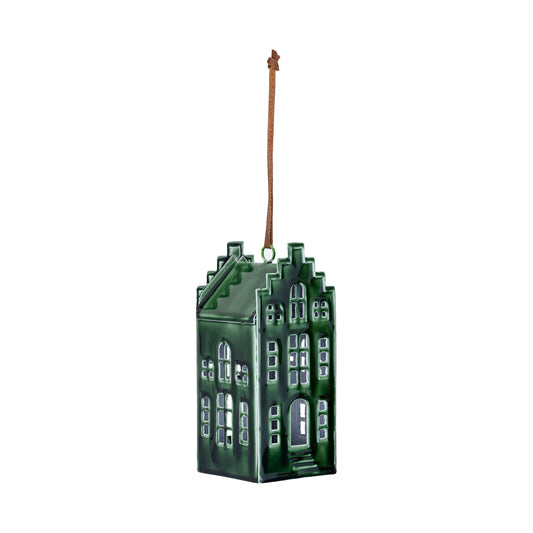 Medium Dark Green Enamel House Tree Decoration