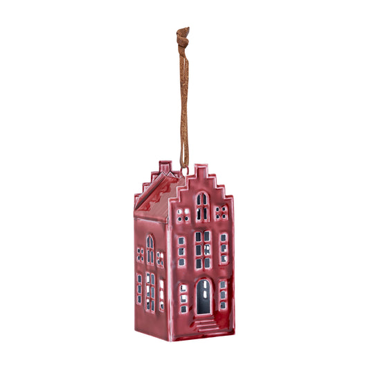 Large Red Enamel House Tree Decoration