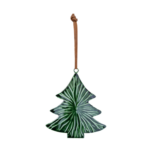 Small Dark Green Enamel Christmas Tree Decoration
