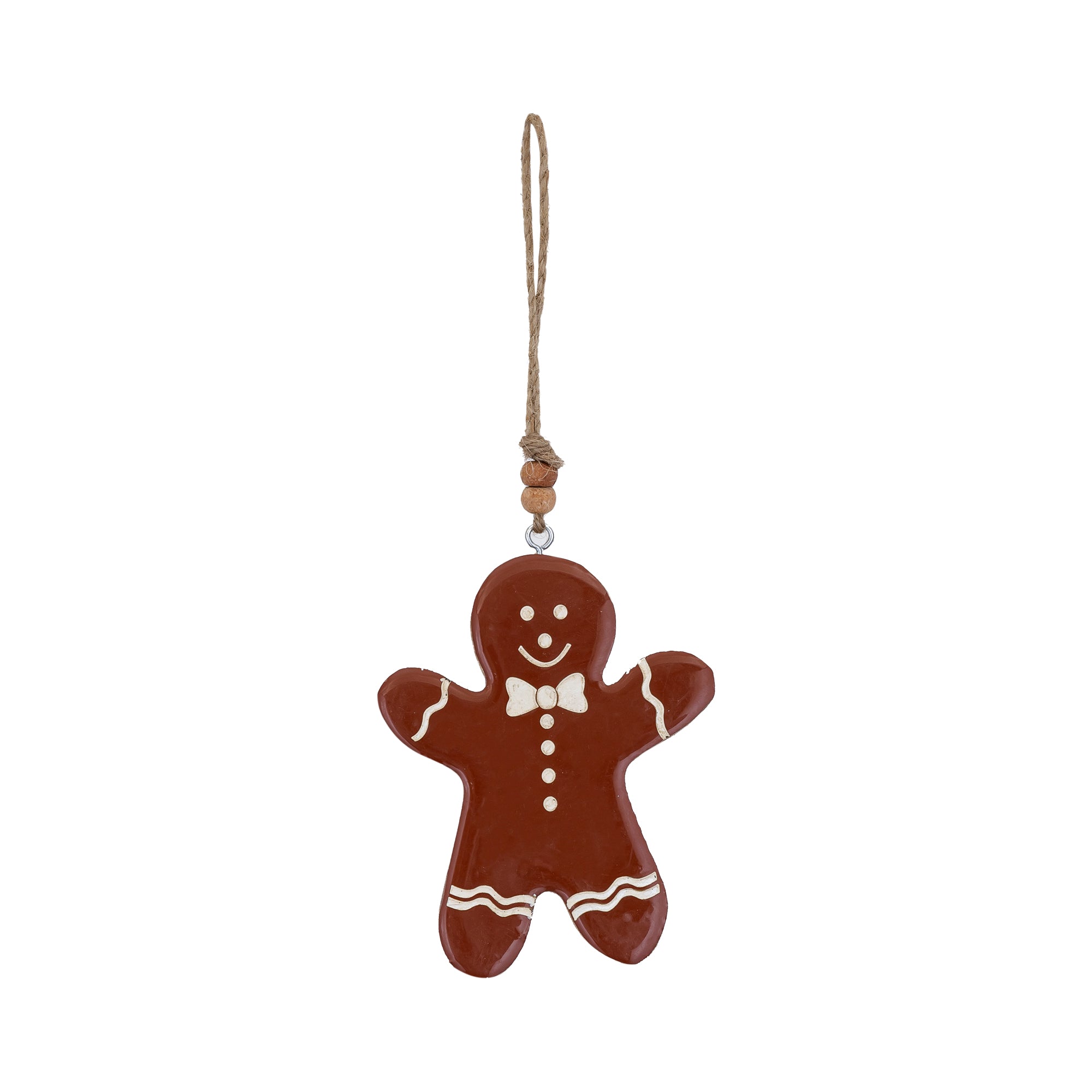 Small Brown Wooden Enamel Gingerbread Tree Decoration