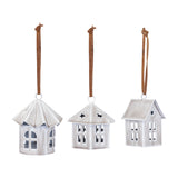 Beige Enamel House Tree Decoration Set