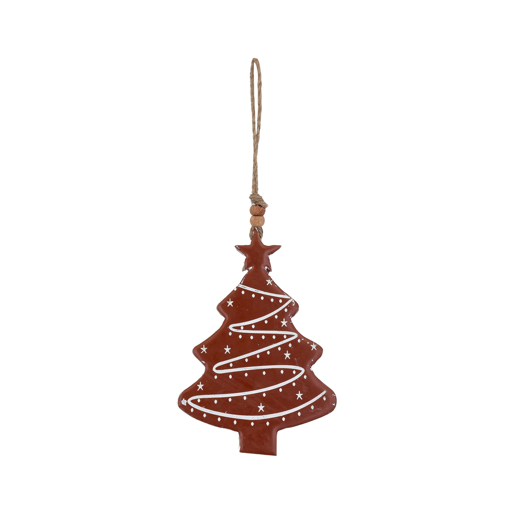 Large Brown Wooden Enamel Christmas Tree Decoration