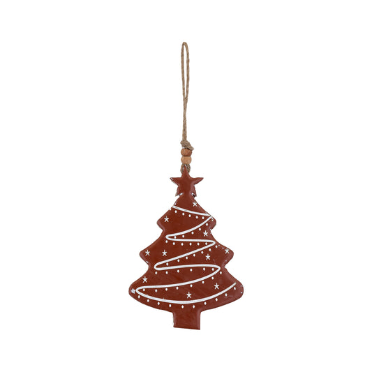 Large Brown Wooden Enamel Christmas Tree Decoration
