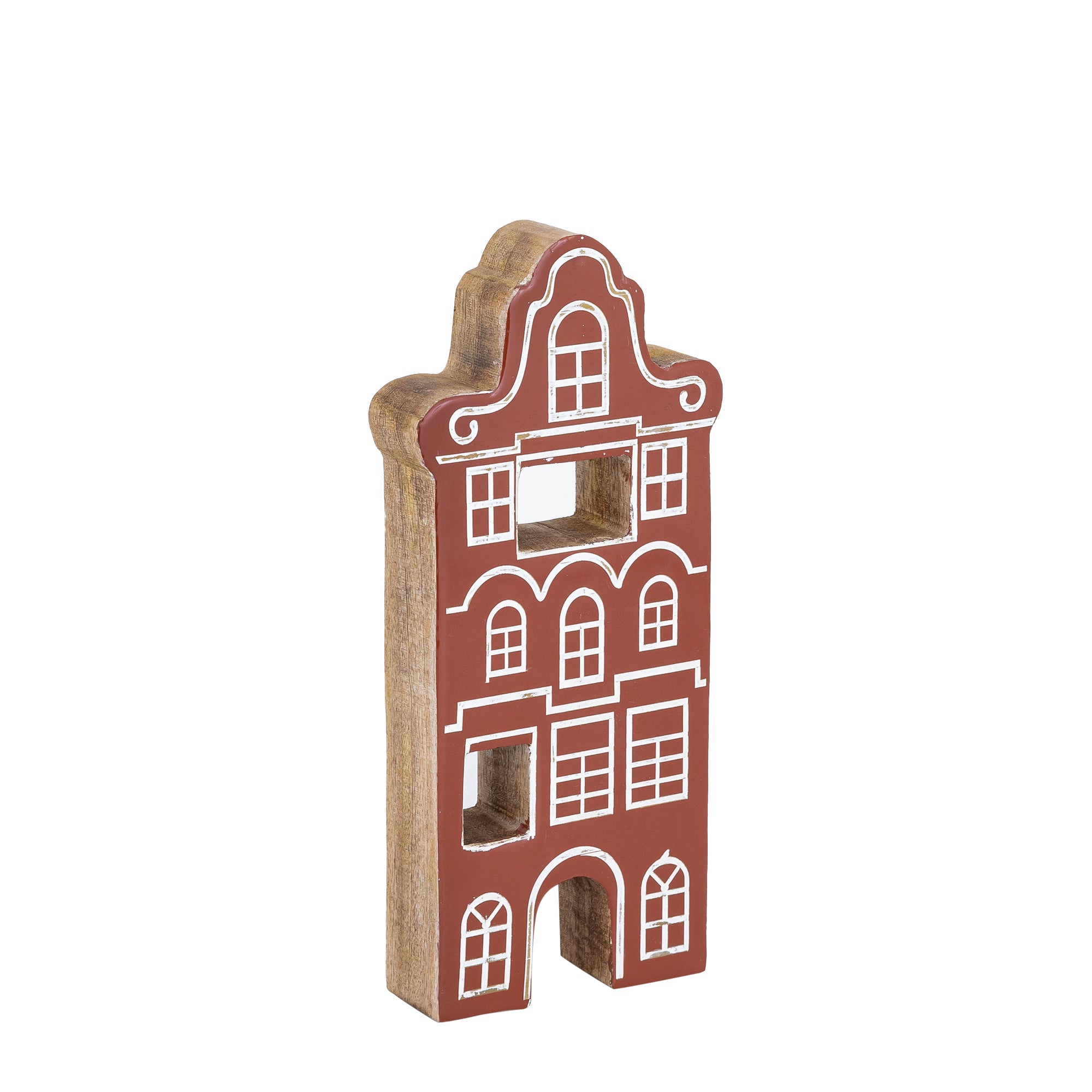 Small Brown Wooden Enamel House Statue