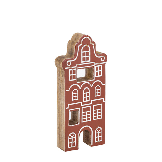Small Brown Wooden Enamel House Statue