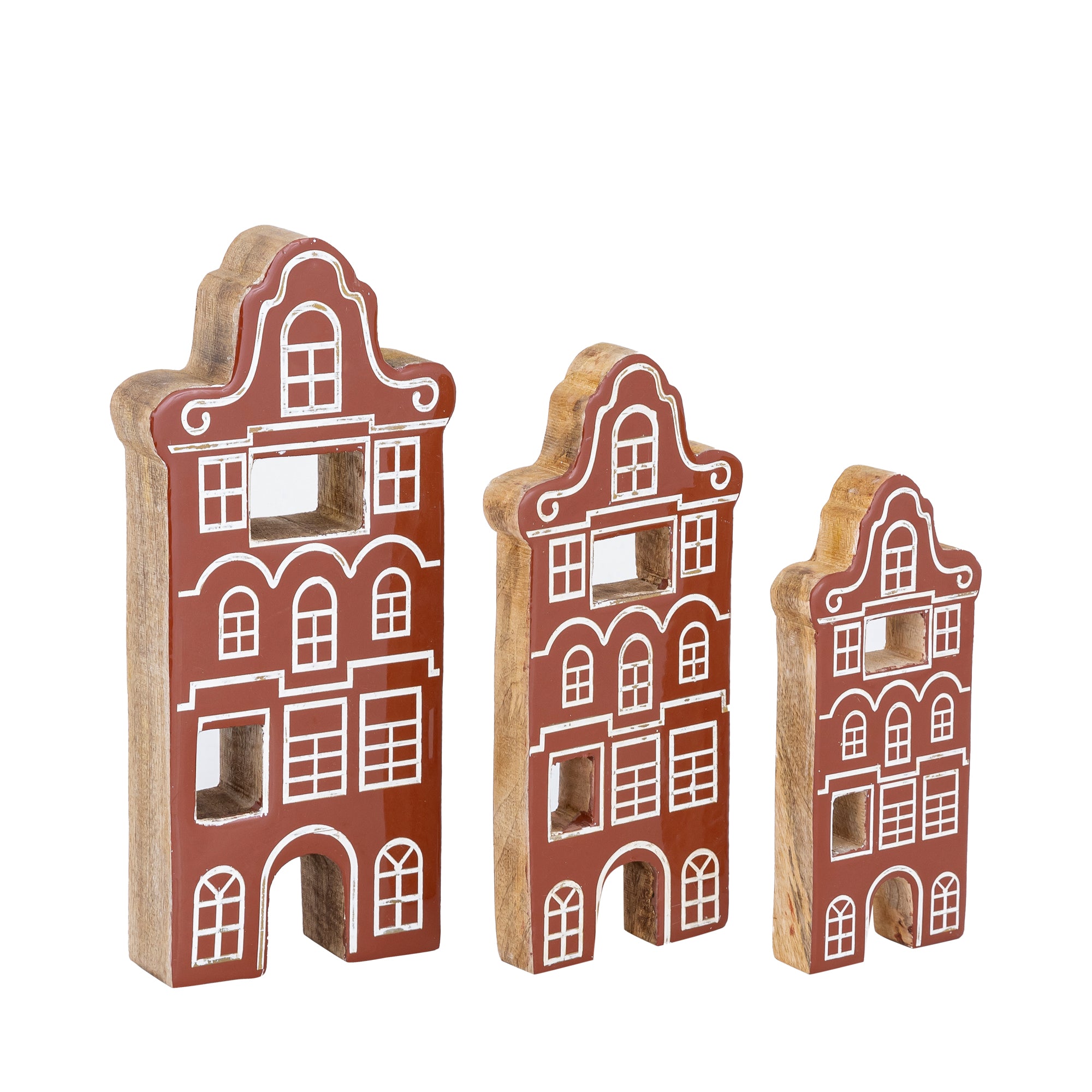 Small Brown Wooden Enamel House Statue