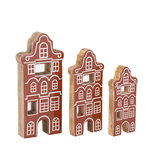 Small Brown Wooden Enamel House Statue