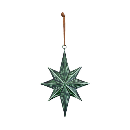 Large Dark Green Enamel Star Tree Decoration