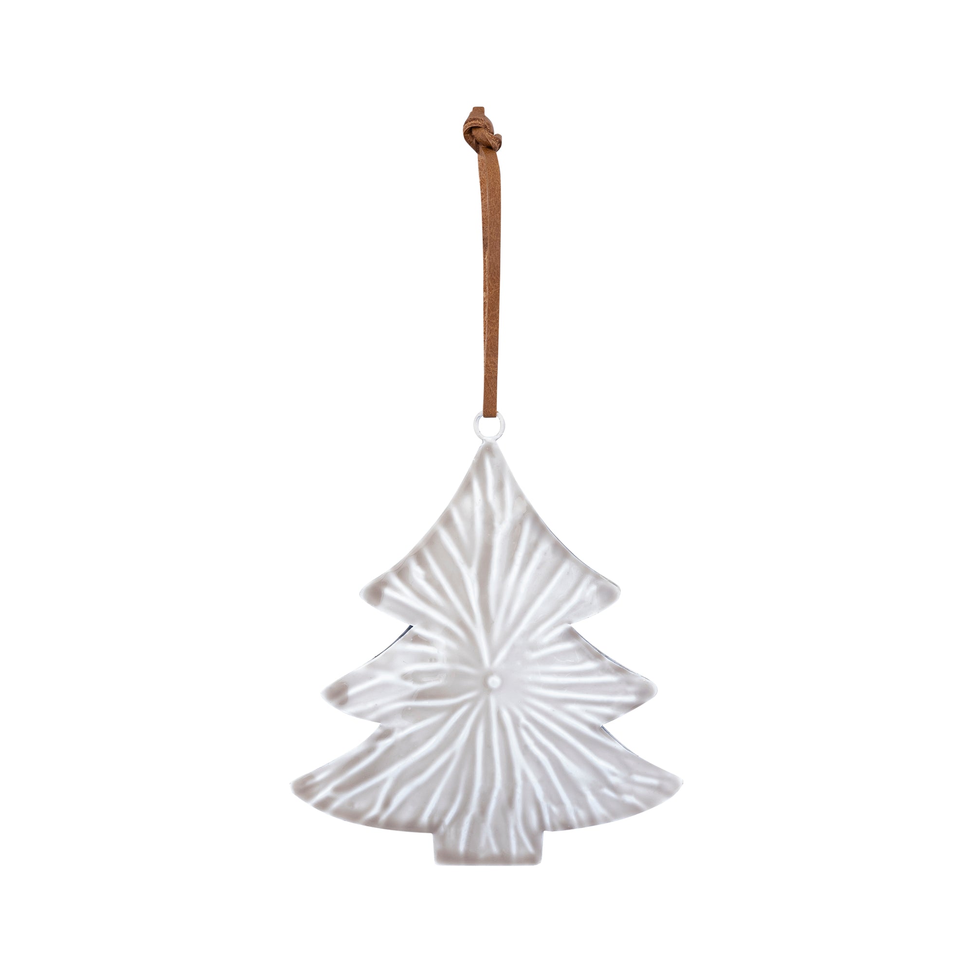 Small Beige Enamel Christmas Tree Decoration