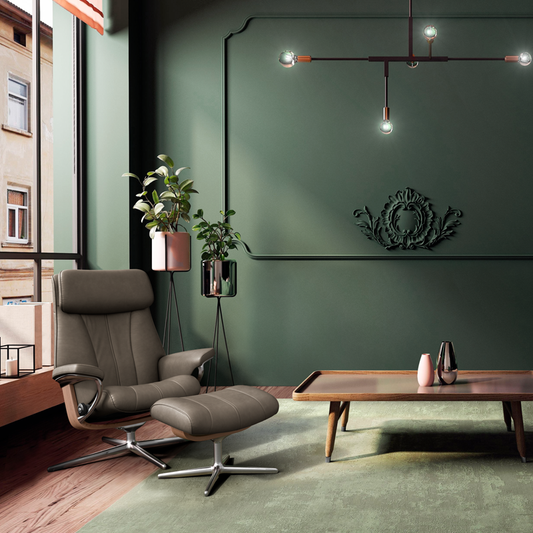 Stressless PAUL Leather Recliner Chair and Footstool (M)