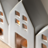 Pearly White Houses Tealight Holder Trio