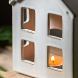 Pearly White Houses Tealight Holder Single