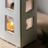 Pearly White Houses Tealight Holder Single