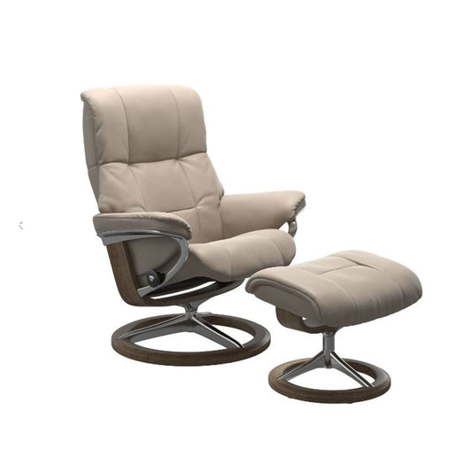 IN-STOCK | Stressless Mayfair Medium Chair and Stool | Mushroom Leather