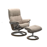 IN-STOCK | Stressless Mayfair Medium Chair and Stool | Mushroom Leather