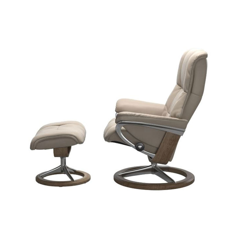 IN-STOCK | Stressless Mayfair Medium Chair and Stool | Mushroom Leather
