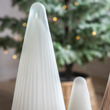 Small Ribbed White Frost Glass Tree