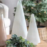 Small Ribbed White Frost Glass Tree