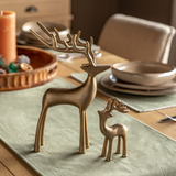 Gallery Direct Woodland Set of 2 Gold Metal Stag Ornaments