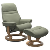IN-STOCK | Stressless SUNRISE Medium Chair and Stool | Shadow Green Paloma Leather