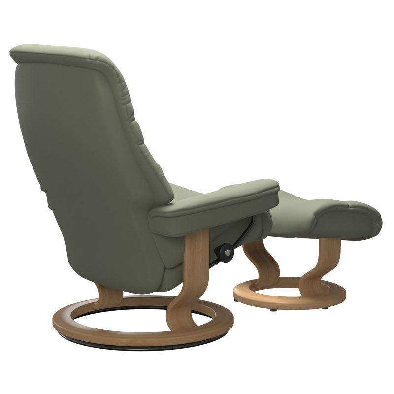 IN-STOCK | Stressless SUNRISE Medium Chair and Stool | Shadow Green Paloma Leather